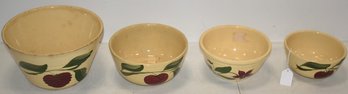 (4) WATT POTTERY MIXING BOWLS