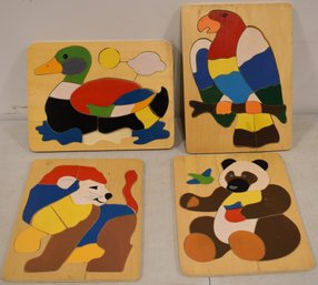 (4) VINTAGE WOODEN CHILDRENS PUZZLES