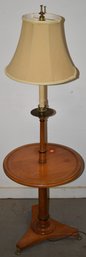 54' VINTAGE MAPLE FLOOR LAMP ON BRASS PAW FEET