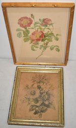 (2) EARLY FLORAL PRINTS