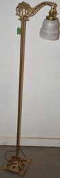 54' IRON FLOOR LAMP W/ FROST GLASS SHADE