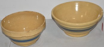 (2) BANDED YELLOWARE MIXING BOWLS