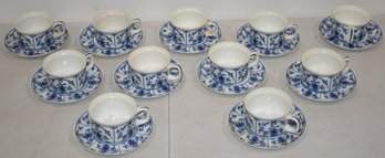 SET (11) BLUE ROYAL TETTAU CUPS & SAUCERS