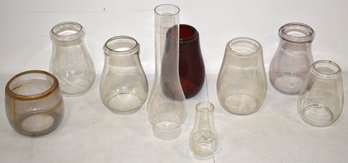 LOT (9) VINTAGE GLOBES & CHIMNEYS