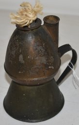 EARLY TIN OIL LAMP