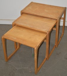 SET (3) MID CENTURY MAPLE NESTING TABLES