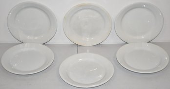 (6) 9' WHITE IRONSTONE PLATES