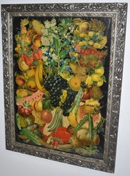 VINTAGE FRAMED FRUIT & VEGITABLE COLLAGE