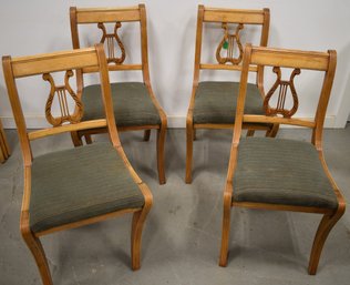 SET (4) VINTAGE LYRE BACK CHAIRS