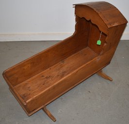 EARLY N.E. PINE HOODED CRADLE