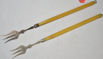 (2) VINTAGE BAKELITE HANDLED LONG FORKS