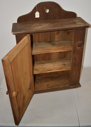 PRIMATIVE PINE HANGING WALL CABIENT W/ RAISED PANEL DOOR