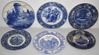 (6) BLUE & WHITE PLATES