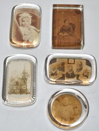 LOT (5) VINTAGE GLASS PAPERWEIGHTS