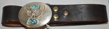 VINTAGE BELT W/ EAGLE & TORQUISE BUCKLE