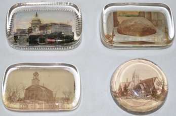 (4) VINTAGE GLASS PAPERWEIGHTS