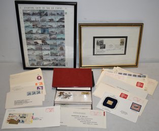 FRAMED U.S. NAVAL POSTAGE & POSTAL HISTORY