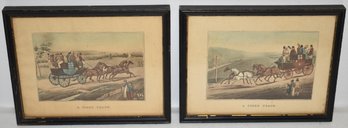 (2) COLORED LITHOGRAPH STAGE COACH PRINTS