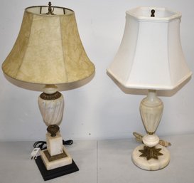 (2) VINTAGE ALABASTER TABLE LAMPS