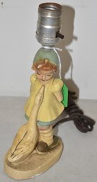 VINTAGE PLASTER GOOSE GIRL TABLE LAMP