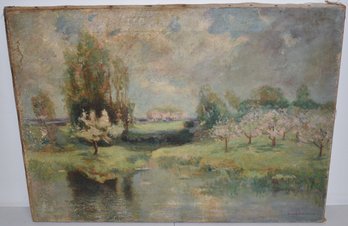 OIL ON CANVAS WOODLAND PAINTING