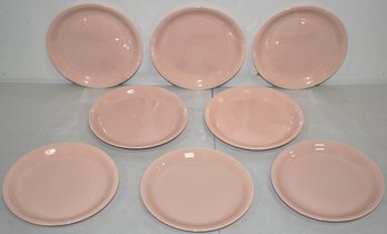 SET (8) 7 1/4' PINK HOMER LAUGHLIN PLATES