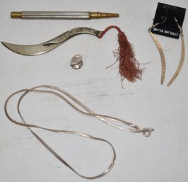 MISC. LOT JEWELRY & DESK ITEMS