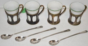 (4) VINTAGE HOT COCOA CUPS W/ SPOONS