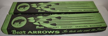 (2) VINTAGE BOXES OF BEAR ARROWS