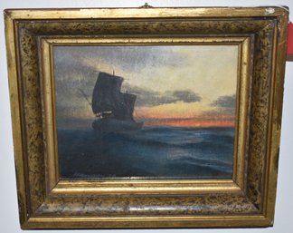 19TH CENT PASTEL SHIP PAINTING