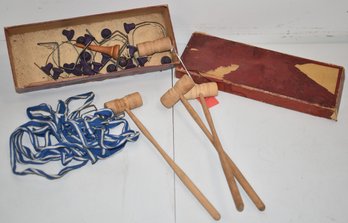 VINTAGE TABLE TOP CROCQUET SET W/ BOX
