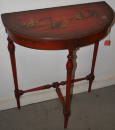 VINTAGE CHINOISERIE DECORATED DEMILUNE TABLE