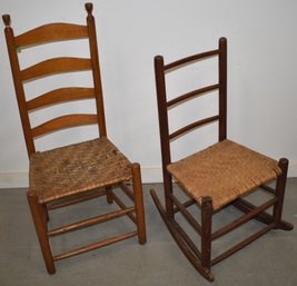 (2) EARLY SPLINT SEAT CHAIRS