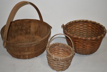 (3) WOVEN SPLINT BASKETS