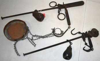 (2) VINTAGE STEELYARD BALANCE SCALES