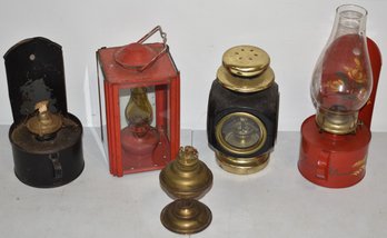 LOT (5) VINTAGE OIL LAMPS