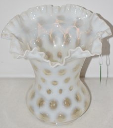 FENTON OPLALESCENT WHITE COINSPOT VASE