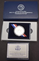 2002 WEST POINT U.S. MILITARY SILVER PROOF 1 DOLLAR COIN