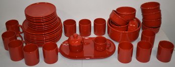 43 PC. RED WAECHTERSBACH DINNER SET
