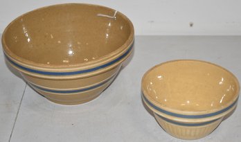 (2) BANDED YELLOWARE MIXING BOWLS