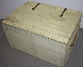VINTAGE PINE STORAGE BOX IN PALE GREEN PAINT