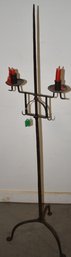 EARLY 54 1/2' WROUGHT IRON 2 LITE CANDLESTAND