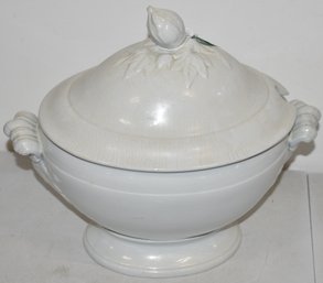 2 PC. DAVENPORT WHITE IRONSTONE SOUP TUREEN
