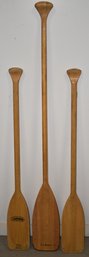 (3) WOODEN CANOE PADDLES