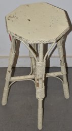 VINTAGE PAINTED WICKER PLANTSTAND W/ OCTAGONAL TOP