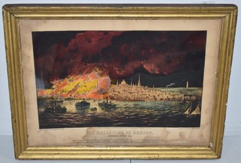 GREAT FIRE AT BOSTON CURRIER & IVES LITHOGRAPH