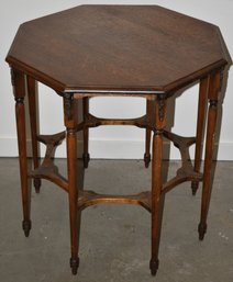 VINTAGE OAK OCTAGONAL TOP OCCASIONAL TABLE