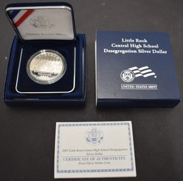 2007 - P LITTLE ROCK DESEGREGATION PROOF SILVER 1 DOLALR COIN