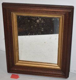SM. VICTORIAN WALNUT WALL MIRROR W/ GILT LINER