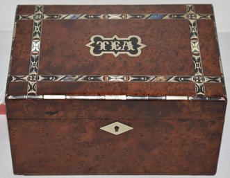 BURL MAPLE TEA CADDY W/ INLAY